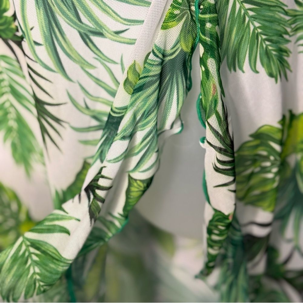 Tropical Ruffle Hem Cover Up, Size Large - Picture 8 of 13